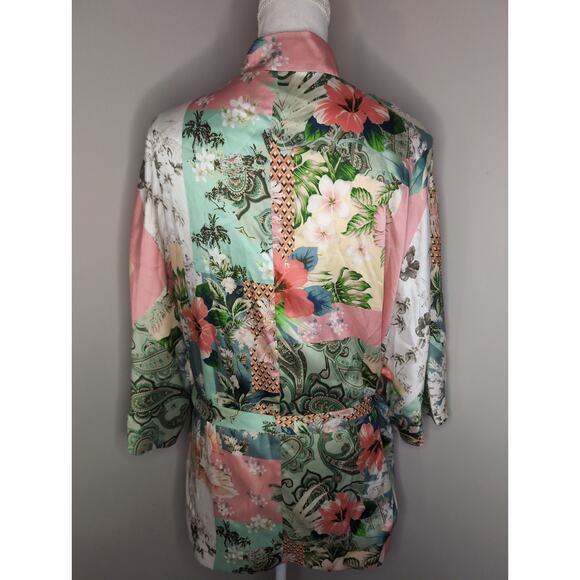 Zara Italian floral paisley tropical patchwork cardigan cover up lg - Picture 3 of 10